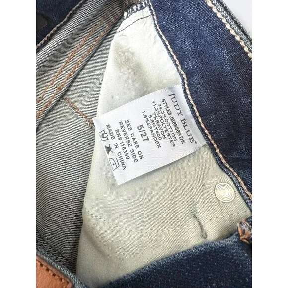 Judy Blue 5/27 High Waist Tummy Control JB88869 Straight Jeans Dark Crop Stretch - Picture 4 of 8